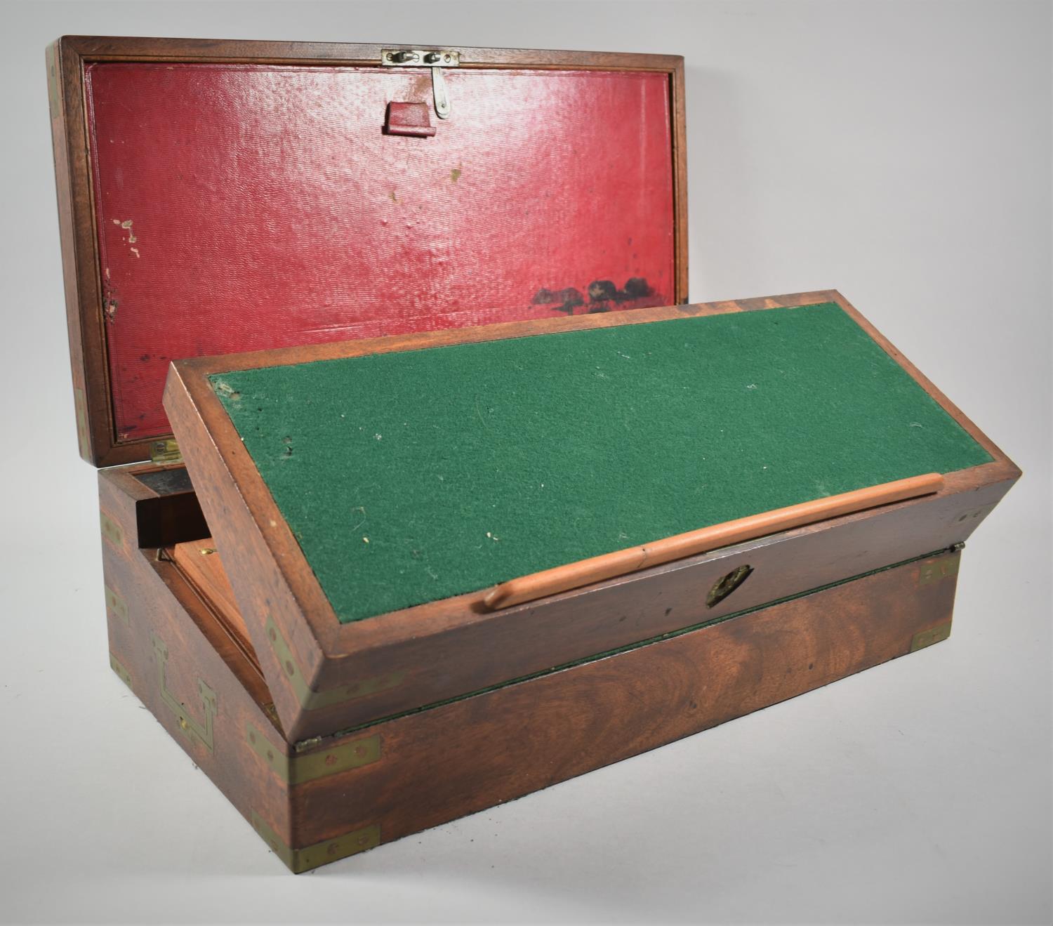 A 19th Century Mahogany Fall Front Writing Slope with Fitted Interior, Inset Brass Carrying - Image 4 of 7