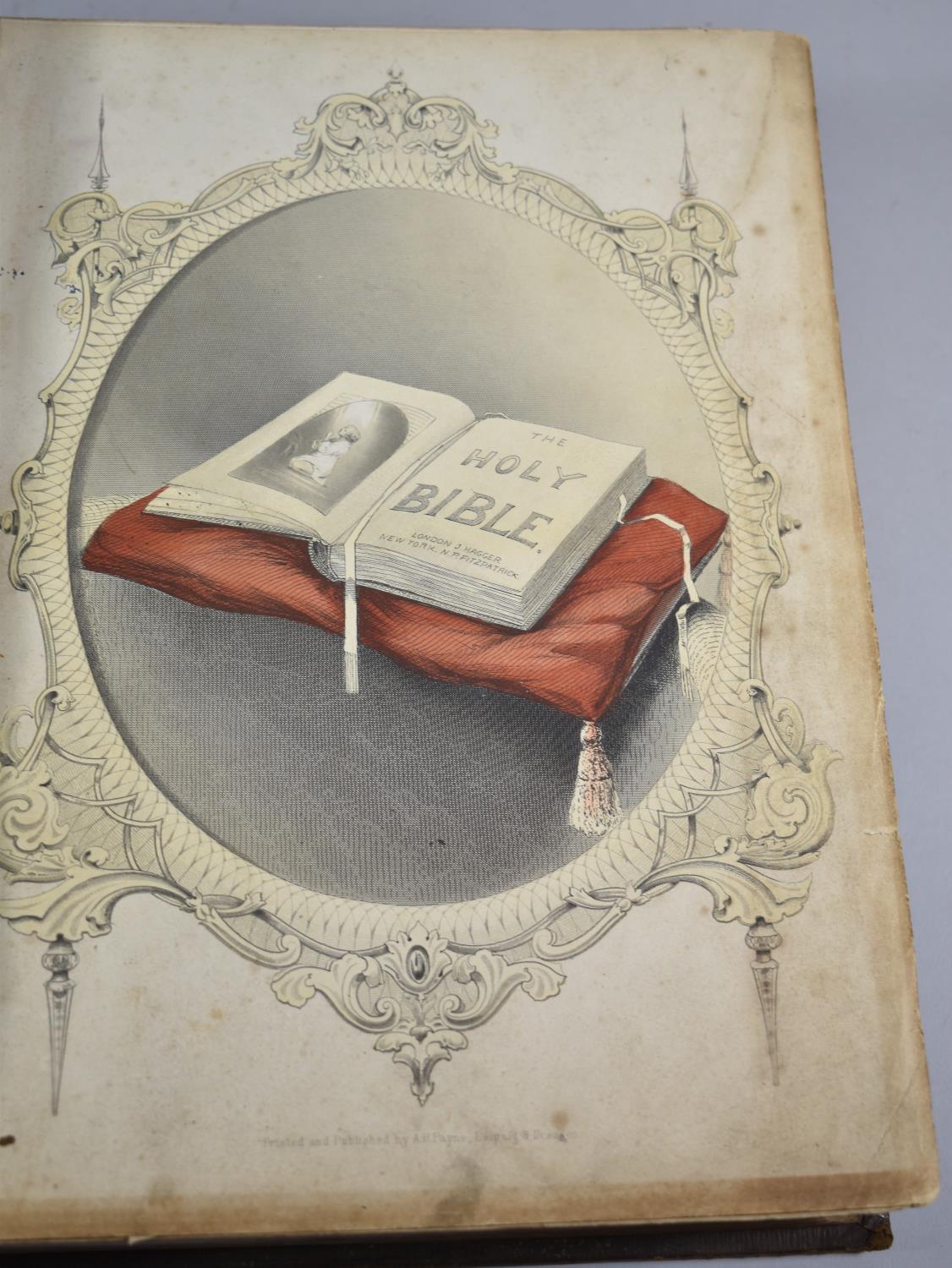 A 19th Century Rev. J Brown Holy Bible, with Coloured Plates and Listing the King Family History - Image 2 of 3