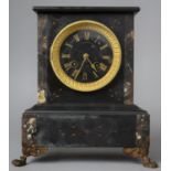 A Late 19th/Early 20th Century French Slate and Marble Mantle Clock with Eight Day Movement, Claw