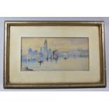 A Framed Watercolour of Venice, Signed Bottom Right A. Vickus and Dated 1917, 35x17cm