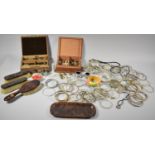 A Collection of Various Costume Jewellery, Dressing Table Set, Wooden Boxes etc