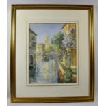 A Framed Watercolour Depicting Venice Canal With Gondola, Signed Joslin, 32x25cm