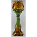 A Continental Majolica Jardiniere on Stand in Green and Brown Glazes, Total Height 81.5cm