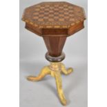 A Late Victorian Inlaid Walnut Octagonal Work or Sewing Table of Trumpet Form with Hinged