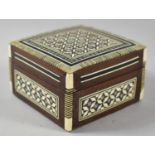 A Square Mother of Pearl Inlaid Indian Box, 9.5cm