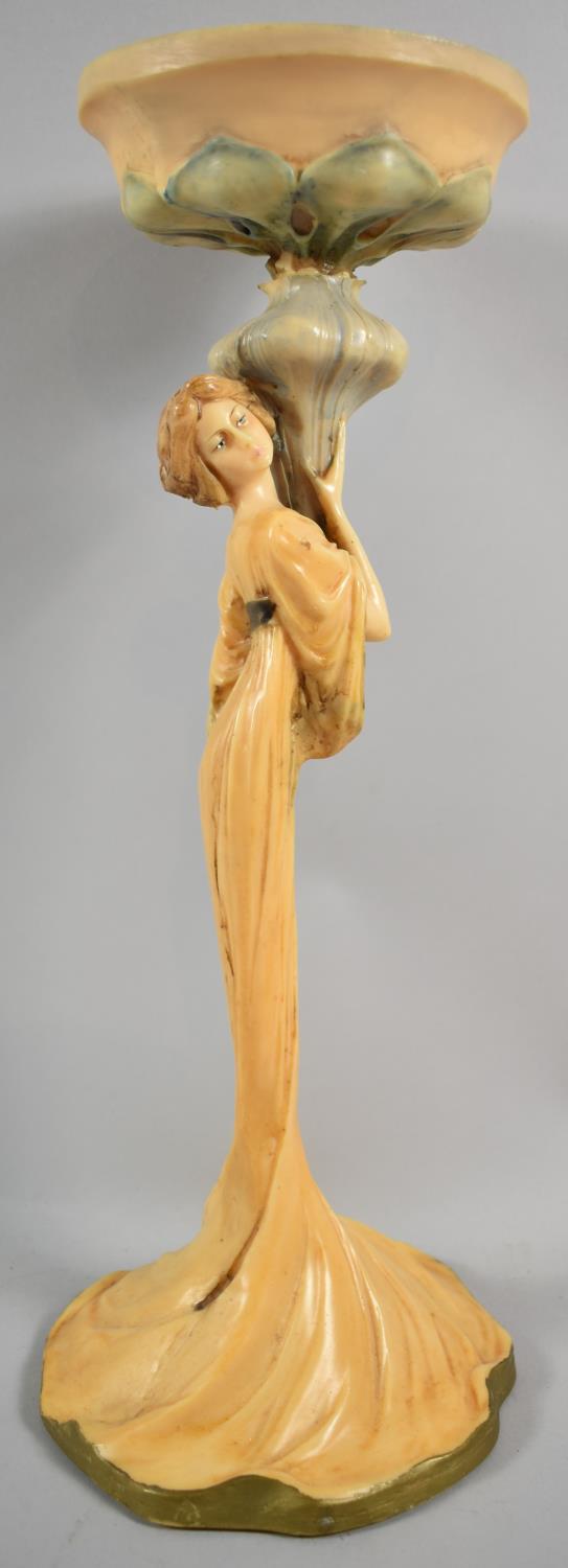 A Resin Figural Stand in the Art Nouveau Style, 36cm high