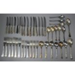 A Collection of Kings Pattern Cutlery to Comprise Six Large Forks, Six Small Forks, Six Soup Spoons,