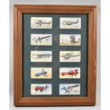 A Small Framed Collection of John Players Cigarette Cards, Aircraft