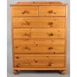 A Modern Galleried Pine Bedroom Chest of Two Short and Four Long Drawers, 84cm Wide