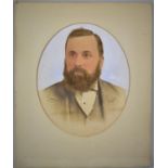 A Mounted Coloured Photograph of Late Victorian Gent with Beard, 29x23cm