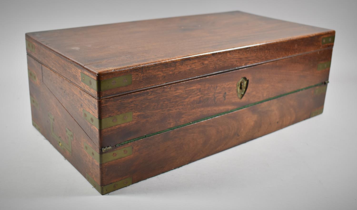 A 19th Century Mahogany Fall Front Writing Slope with Fitted Interior, Inset Brass Carrying