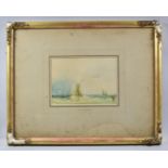 A Small Gilt Framed Watercolour Depicting Small Sailing Boat with Figures, Signed and Mount