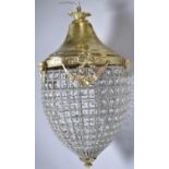 A Reproduction Brass and Perspex Empire Style Pineapple Shaped Light Fitting, 60cm High