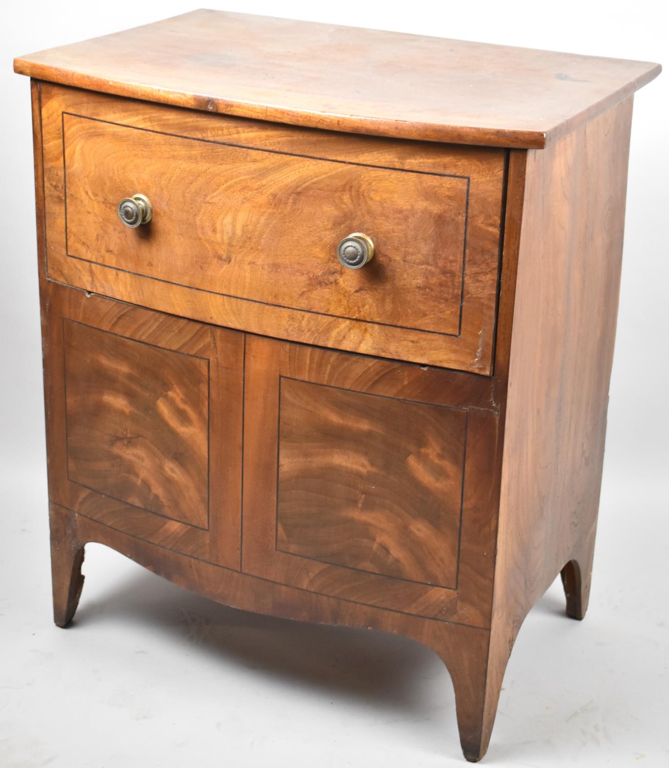 A 19th Century Bow Fronted Mahogany Box Commode for Restoration, 59cm wide