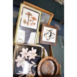 A Box Containing Various Pictures and Prints, Mid 20th Century Bottle Opening Set, Chopping Board,