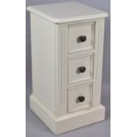 A Reproduction Cream Painted Chest of Three Short Drawers, 35.5cm wide and 61cm high