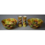 A Collection of Four Pieces of Hand Painted Brookdale Fruit Pattern China by J Mottram to Comprise