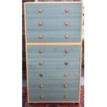 A Bedroom Chest on Chest Having Eight Long Drawers, 72cm Wide