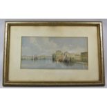 A Framed Watercolor Venice, Signed Bottom Right A. Vickus and Dated 1917, 35x17cm