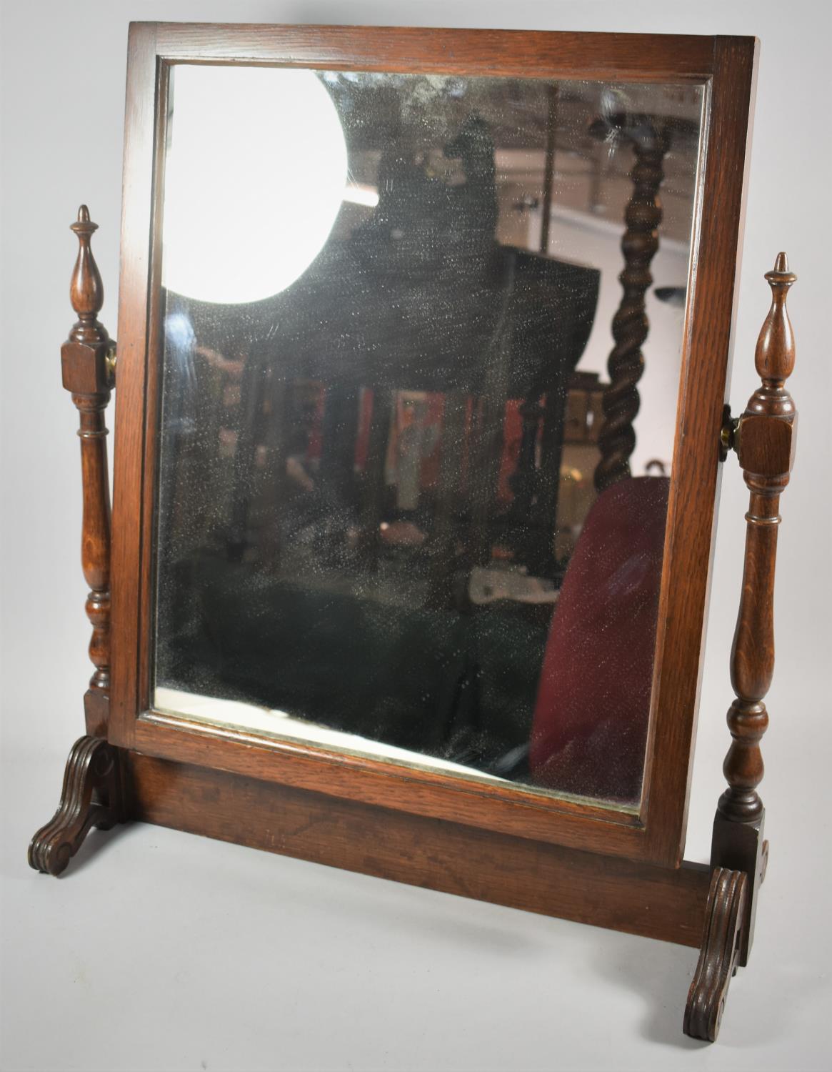 A Mid 20th Century Oak Swing Mirror, with Rectangular Glass, 65cm High