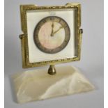 A Early 20th Century French Dressing Table Clock, the Dial Inscribed Mappin, On Swing Gilt Brass