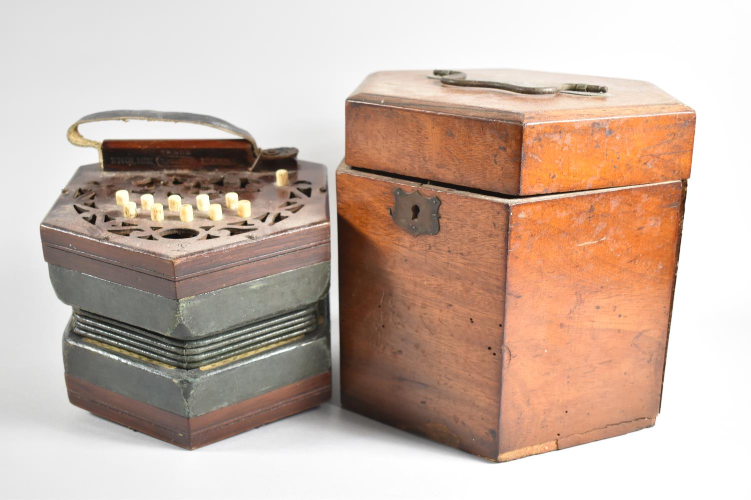 A Late 19th/Early 20th Century Mahogany Cased Barnett Samuel & Sons Hexagonal Concertina, Wooden