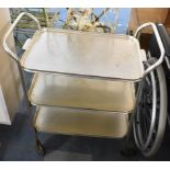 A Mid 20th Century Three Tier Metal Framed Trolley