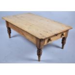 A 19th Century Pine Rectangular Table Cut Down to Form Coffee Table with Single Drawer the Reverse