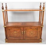 A Modern Brass Inlaid Far Eastern Hardwood Whatnot Cabinet, With Turned Supports, Panelled Doors