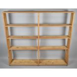 A Vintage Pine Two Section Four Shelf Open Rack, 140cm Wide