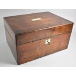 A Late 19th Century Rosewood Fitted Ladies Workbox with Removable Tray, Silver Plate Topped