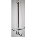 A Victorian Cast Iron Rise and Fall Stable Horse Tack Cleaning Frame with Four Hooks, 90cm high When