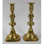 A Pair of Brass Victorian Candlesticks, 20.5cm high