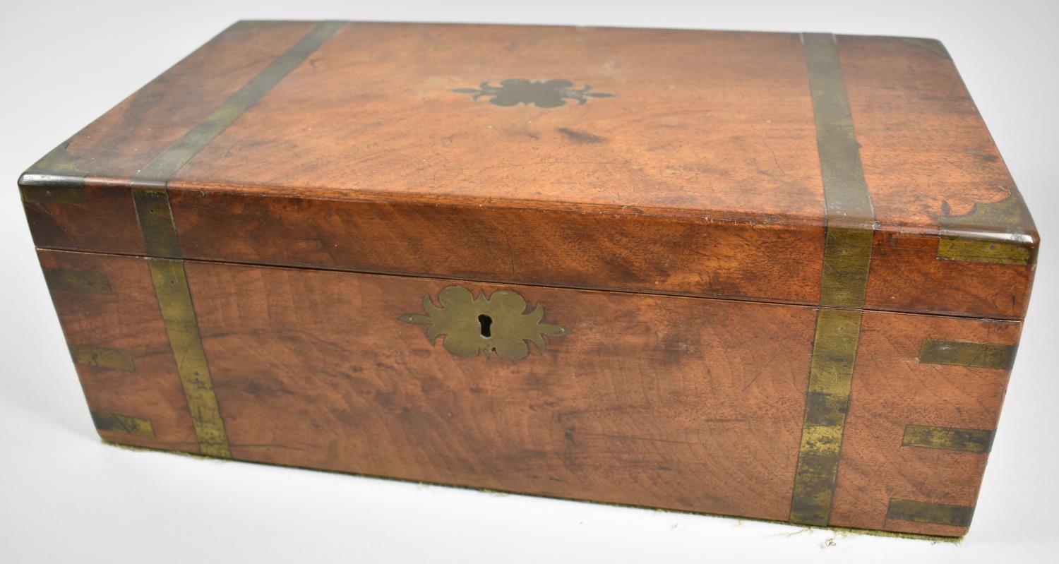 A 19th Century Brass Banded Mahogany Writing Slope with Fitted Interior, 45cm Wide