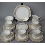 A Duchess White and Gilt Duchess Pattern Teaset to Comprise Five Cups, Milk, Sugar, Five Saucers,