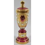 A Gilt Floral Encrusted Bohemian Lidded Glass Vase, Mid 20th Century, 27.5cm high