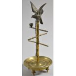 A Pretty Late 19th Century Gilt Metal and Bronze Ring Stand with Tray Base on Four Feet and Parrot
