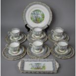 A Royal Alert Silver Birch Pattern Teaset to Comprise Six Cups, Seven Saucers, Six Side Plates,