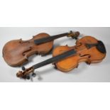 Two Vintage Violins for Restoration, 3/4 and Full Size