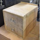 A Vintage Limed Oak Heals Style Two Drawer Filing Cabinet