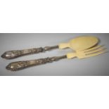 A Pair of White Metal Handled Salad Servers, 28cm Long