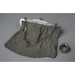 A Modern Silver Mounted Chainmail Ladies Evening Bag, 13x12cm Stamped 925 with London Import Mark