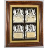 A Framed Collection of Four Victorian Mourning Cabinet Cards with Silver Gilded Details, C.1860's,