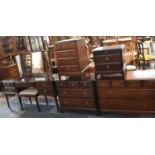 A Collection of Stag Mahogany Bedroom Furniture to Comprise Chest of Four Short and Two Long