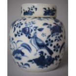 An Early 19th Century Lidded Blue and White Chinese Ginger Jar Decorated with Birds, Butterflies,