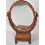 A Late Victorian/Edwardian Oval Swing Dressing Table Mirror on Plinth Base with Single Drawer and