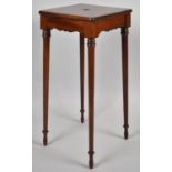 A Nice Quality Victorian Mahogany Square Topped Lamp Table with Inset Disc, Size 30cms square x 68