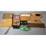 A Vintage Chess Set, Set of Draught Pieces, Cased Set of Vintage Six Spot Doors, Cribbage Board,