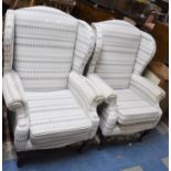 A Pair of Modern Upholstered Wing Armchairs