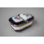 A Limoges Two Lidded Porcelain Box with Cobalt Blue, Gilt and Floral Decoration, Printed Mark for